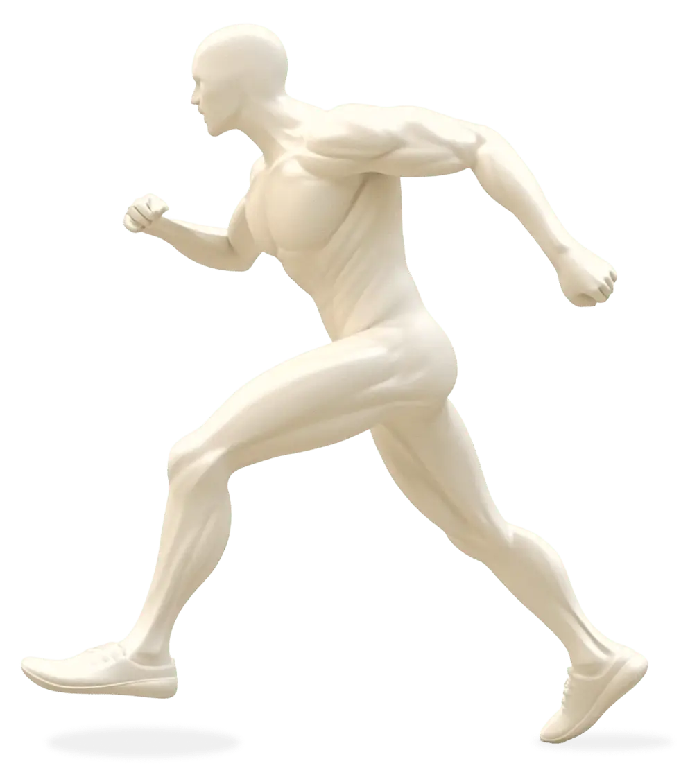 Body model highlighting six common pain areas we treat