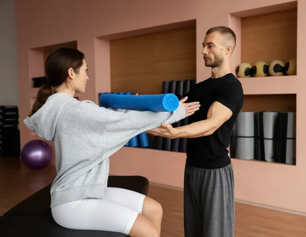 licensed physical therapist reviewing a treatment plan with a patient
