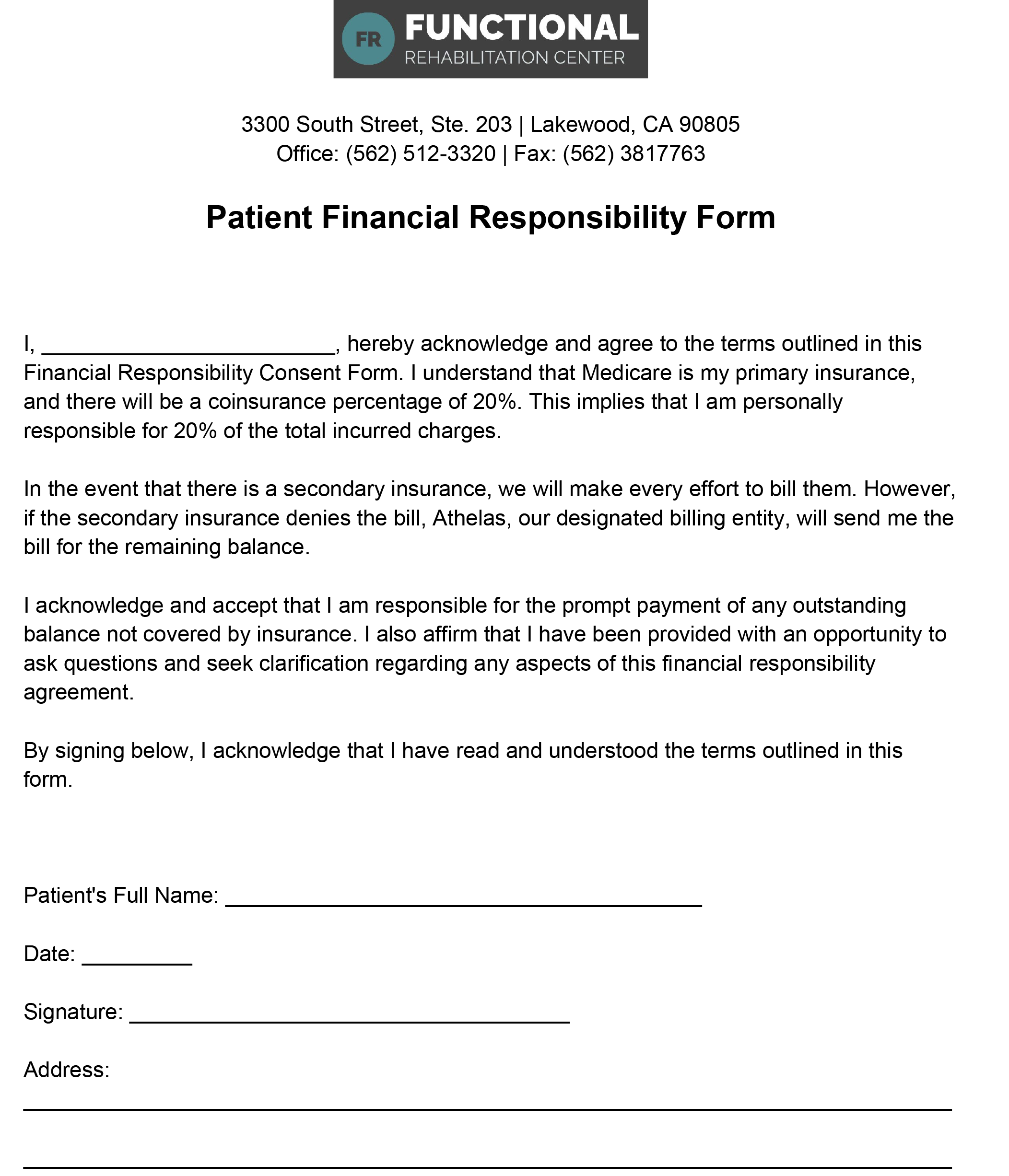 FRPT Patient Financial Responsibility